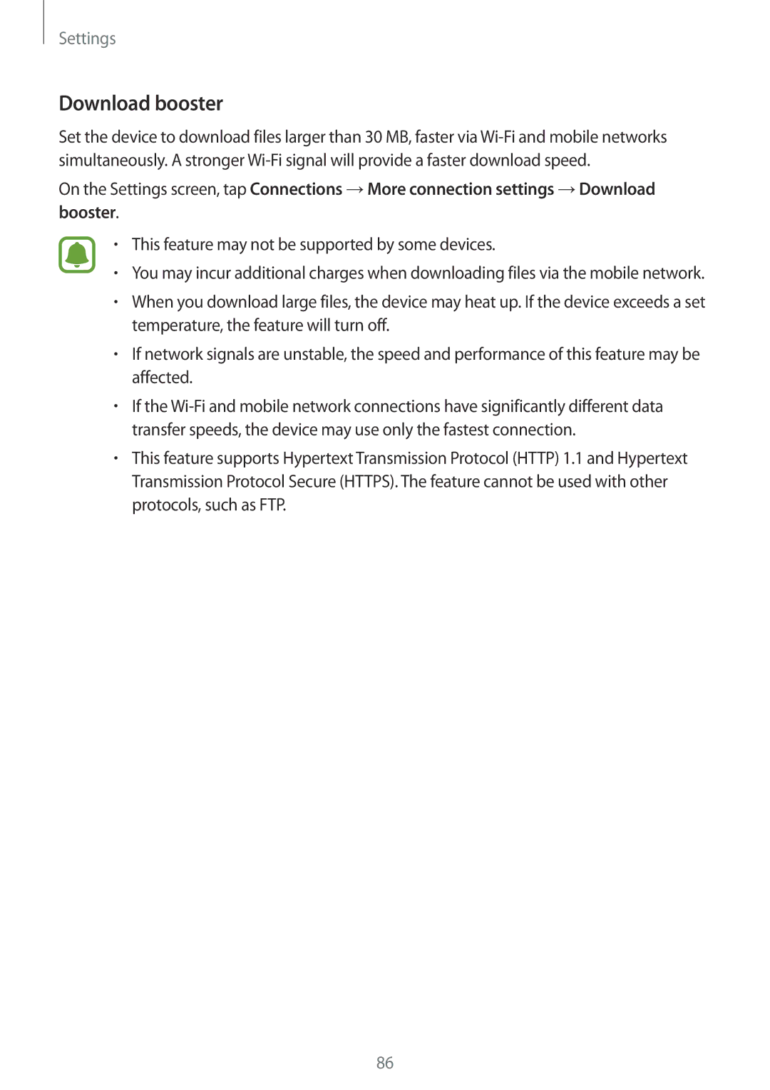 Samsung SM-T585NZKAXXV, SM-T585NZKEDBT, SM-T585NZKADBT Download booster, This feature may not be supported by some devices 