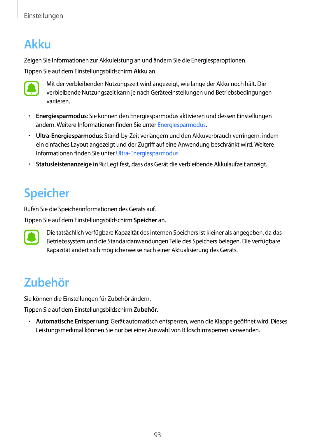 Samsung SM-T585NZKADBT, SM-T585NZKEDBT, SM-T585NZWEDBT, SM-T585NZWADBT manual Speicher, Zubehör 