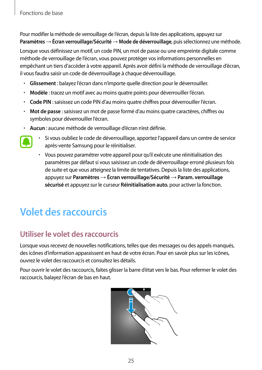 Samsung SM-T585NZWEXEF, SM-T585NZKEXEF, SM-T585NZWAXEF manual Volet des raccourcis, Utiliser le volet des raccourcis 