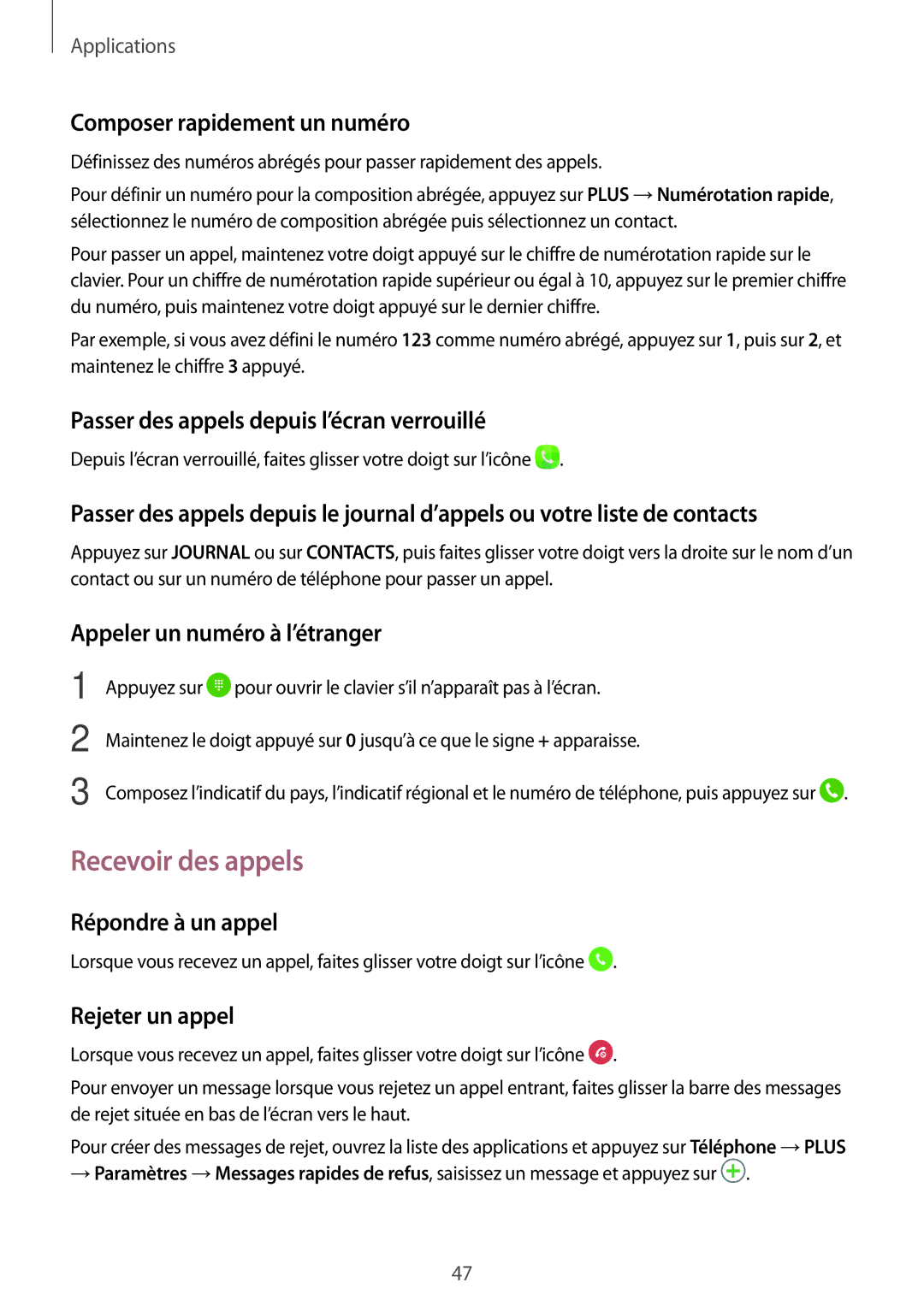 Samsung SM-T585NZWAXEF, SM-T585NZKEXEF, SM-T585NZWEXEF manual Recevoir des appels 