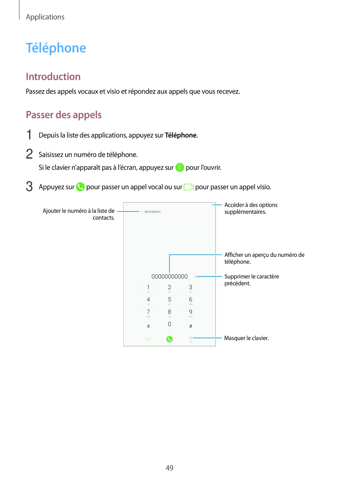 Samsung SM-T585NZWEXEF, SM-T585NZKEXEF, SM-T585NZWAXEF manual Téléphone, Passer des appels 