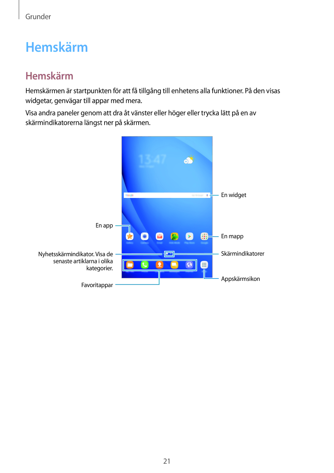 Samsung SM-T585NZWENEE, SM-T585NZWANEE, SM-T585NZKANEE, SM-T585NZKENEE manual Hemskärm 