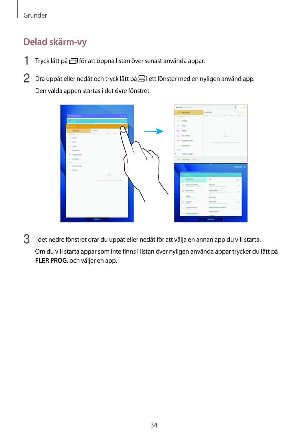 Samsung SM-T585NZKANEE, SM-T585NZWANEE, SM-T585NZWENEE, SM-T585NZKENEE manual Delad skärm-vy 