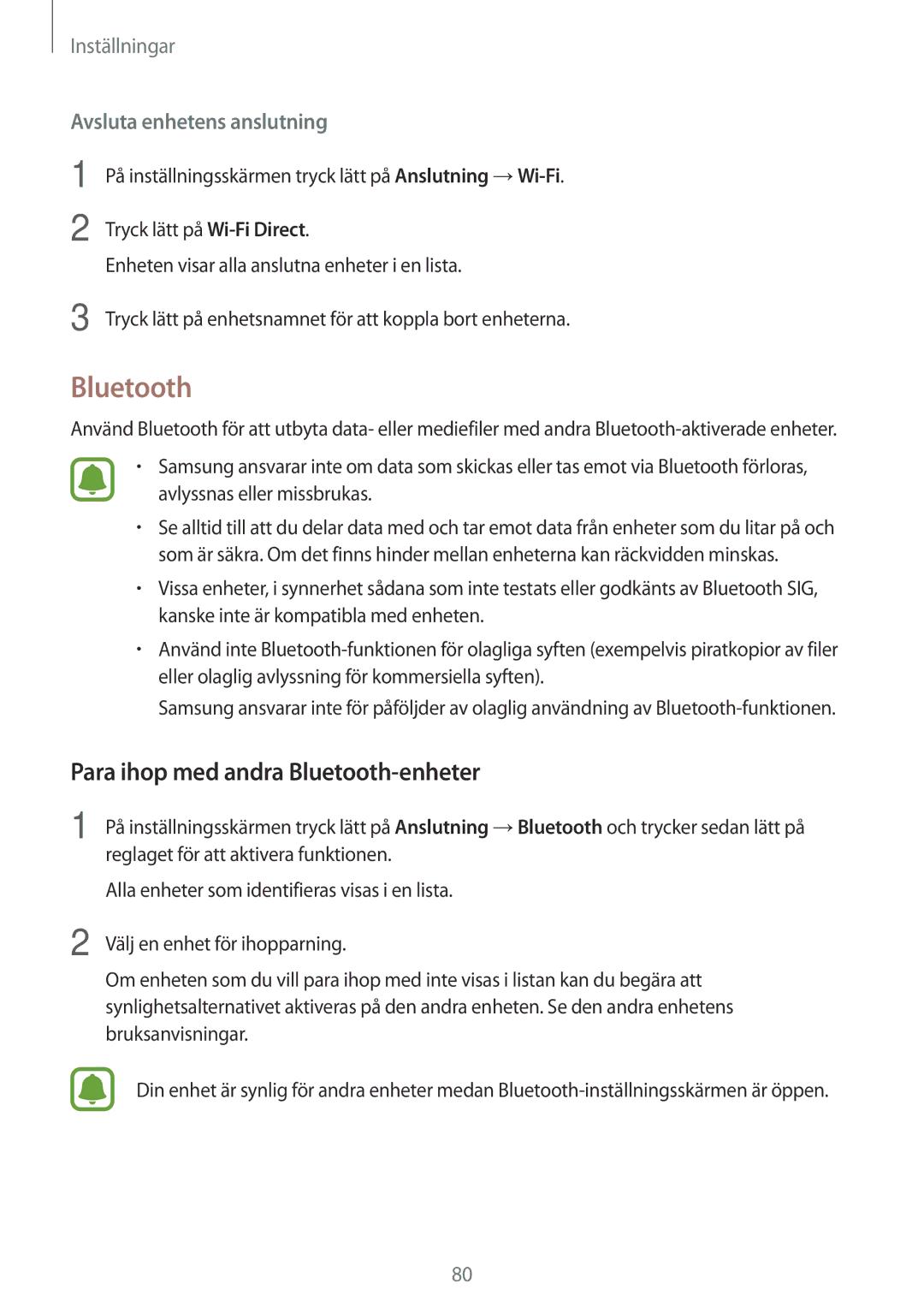 Samsung SM-T585NZWANEE, SM-T585NZWENEE, SM-T585NZKANEE, SM-T585NZKENEE manual Para ihop med andra Bluetooth-enheter 