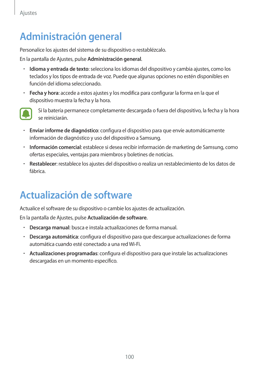 Samsung SM-T585NZWAPHE, SM-T585NZKAPHE, SM-T585NZWEPHE, SM-T585NZKEPHE Administración general, Actualización de software 