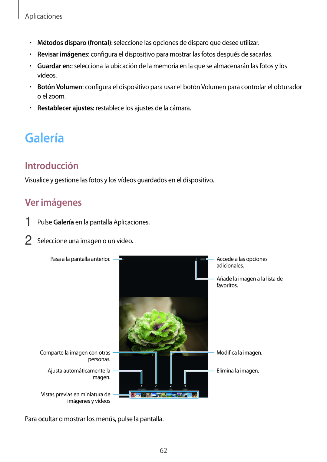 Samsung SM-T585NZWEPHE, SM-T585NZWAPHE, SM-T585NZKAPHE, SM-T585NZKEPHE manual Galería, Ver imágenes 