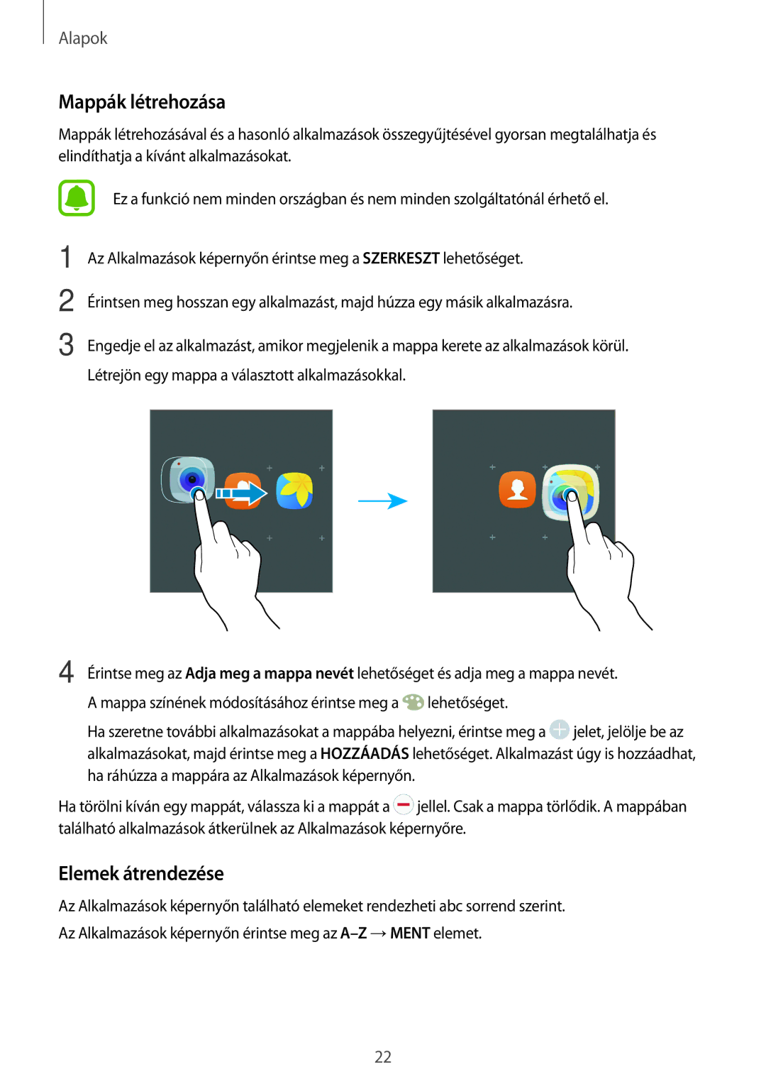 Samsung SM-T585NZWAXEH, SM-T585NZKAXEH manual Elemek átrendezése 