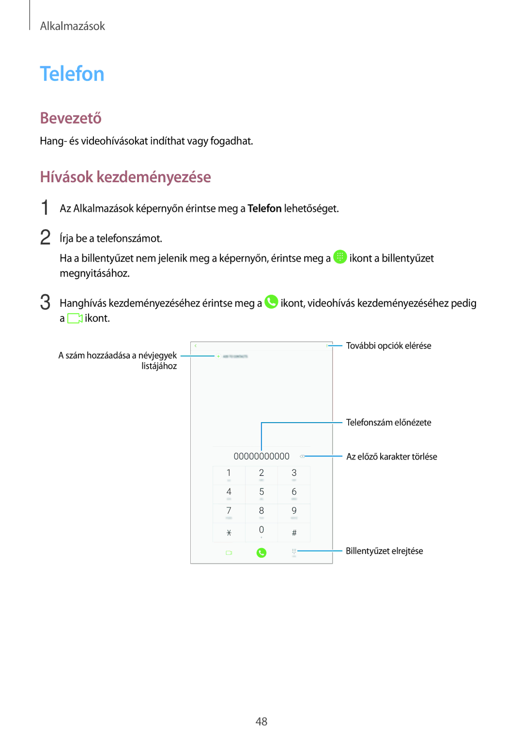 Samsung SM-T585NZWAXEH, SM-T585NZKAXEH manual Telefon, Hívások kezdeményezése 