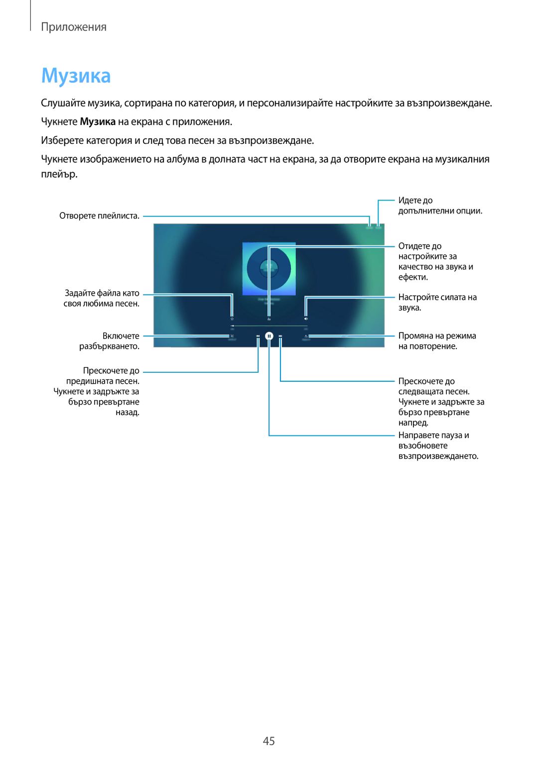 Samsung SM-T670NZWABGL, SM-T670NZKABGL manual Музика 