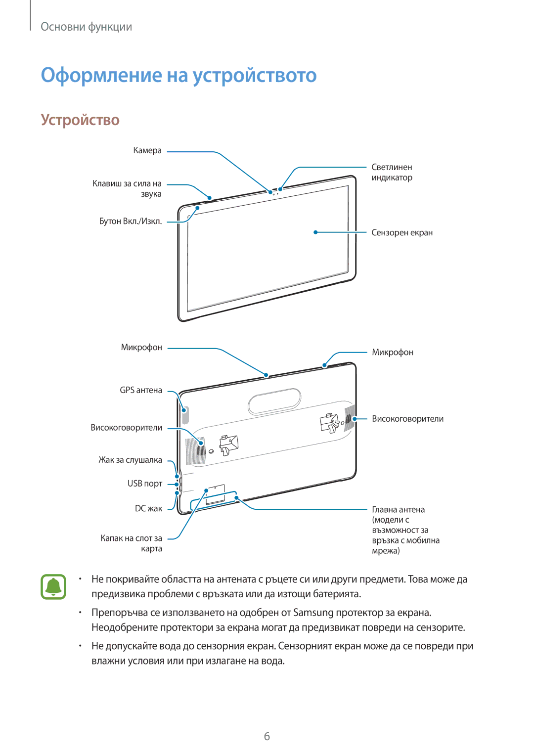 Samsung SM-T670NZKABGL, SM-T670NZWABGL manual Оформление на устройството, Устройство 