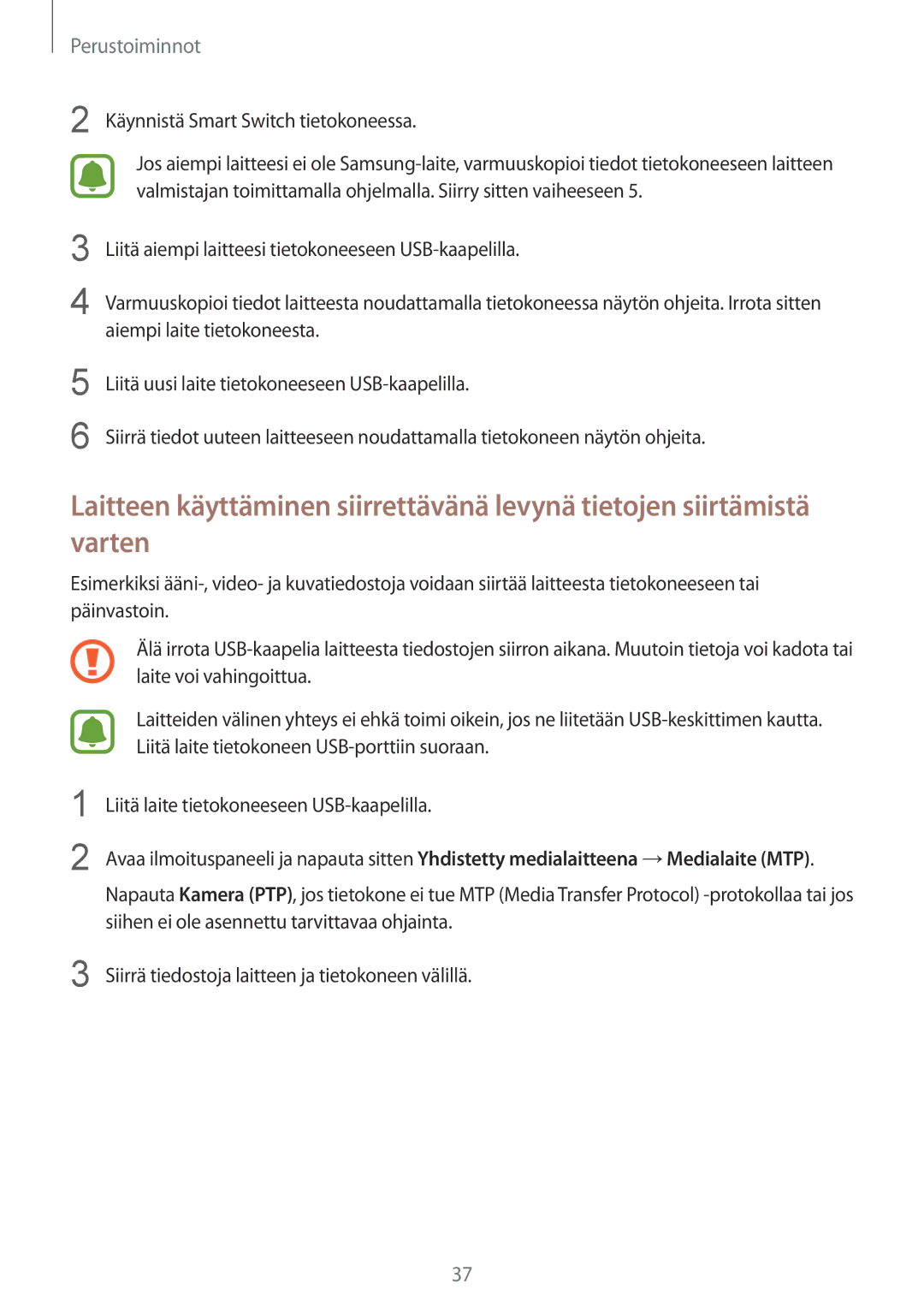 Samsung SM-T670NZKANEE manual Käynnistä Smart Switch tietokoneessa 