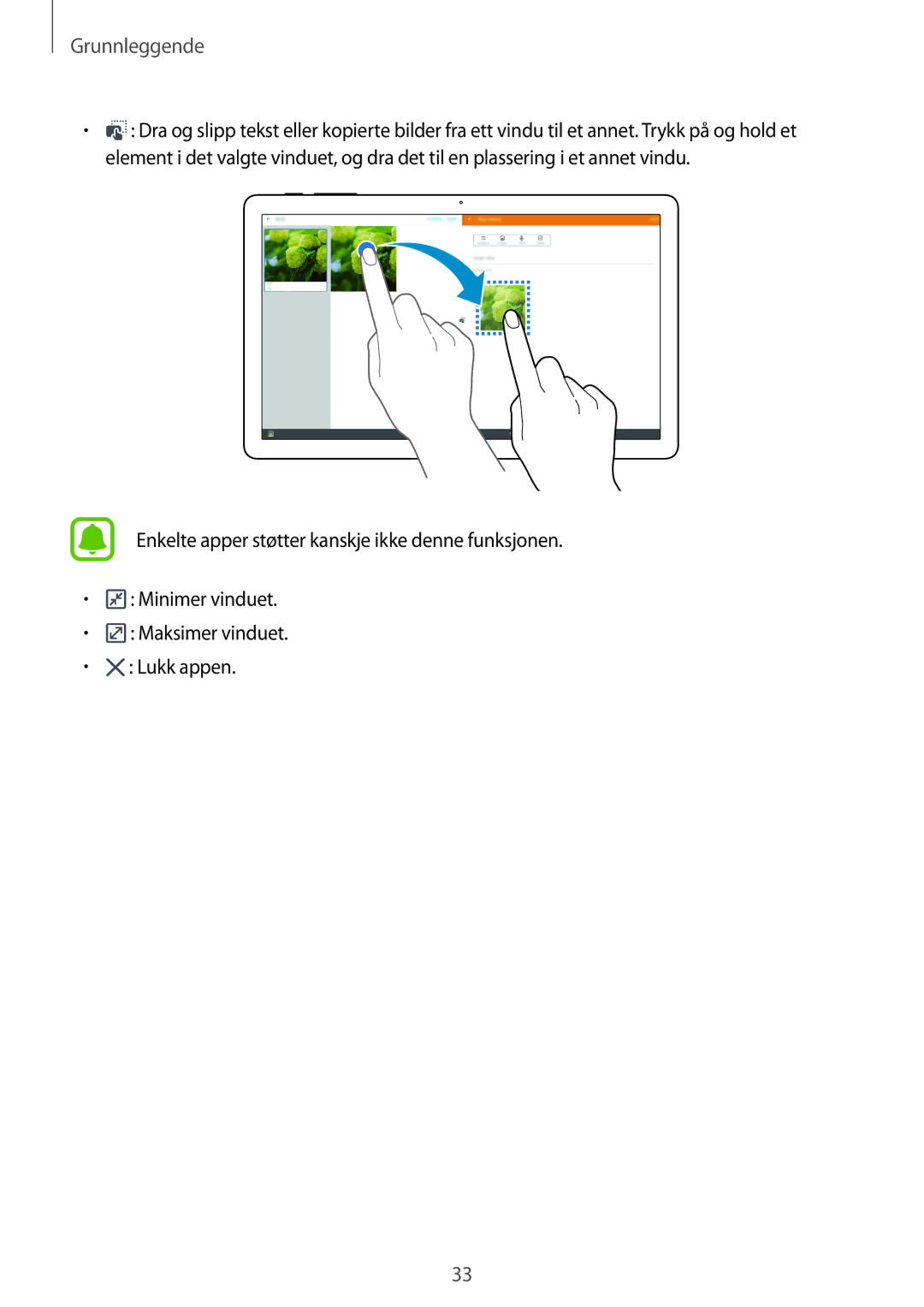 Samsung SM-T670NZKANEE manual Grunnleggende 