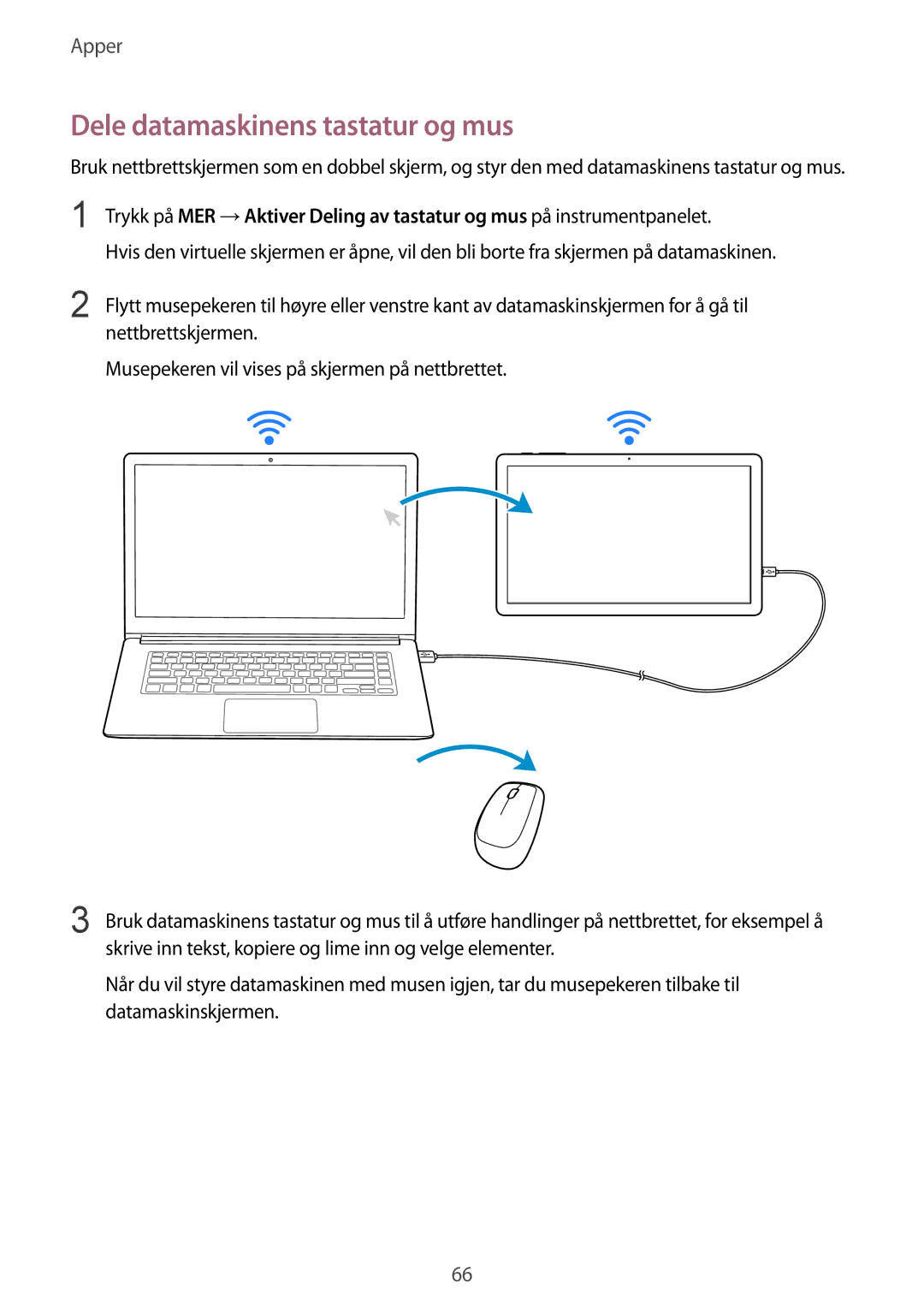 Samsung SM-T670NZKANEE manual Dele datamaskinens tastatur og mus 