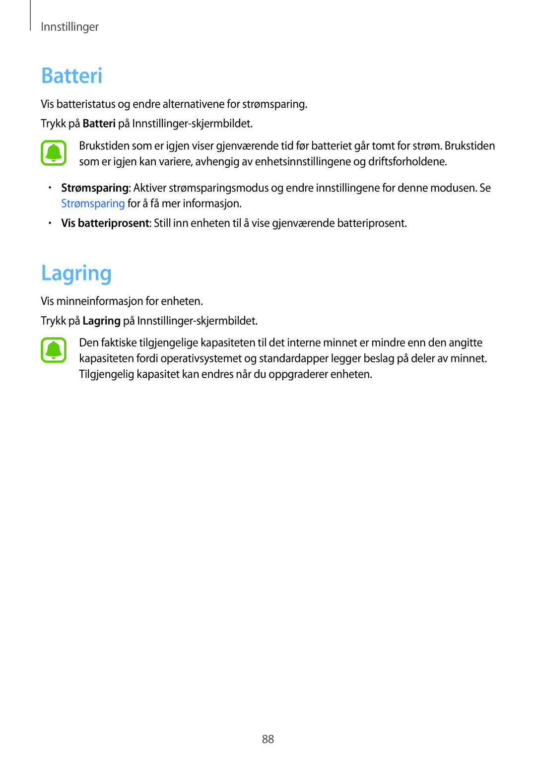 Samsung SM-T670NZKANEE manual Batteri, Lagring 