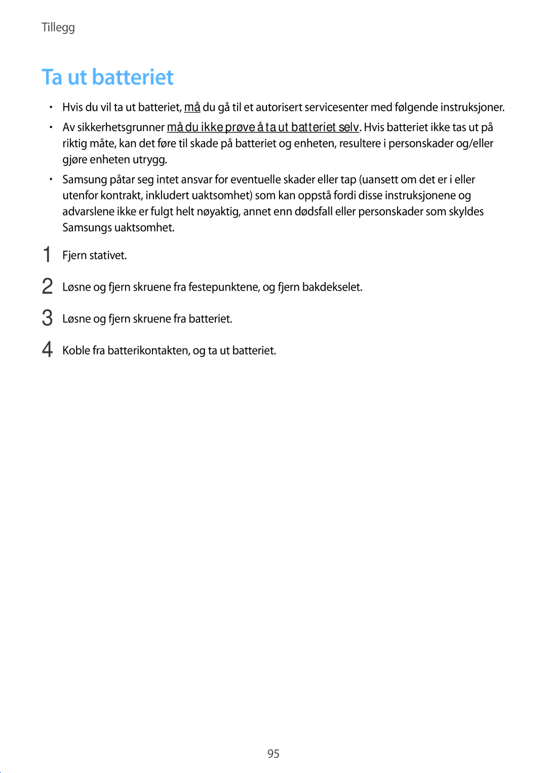 Samsung SM-T670NZKANEE manual Ta ut batteriet 