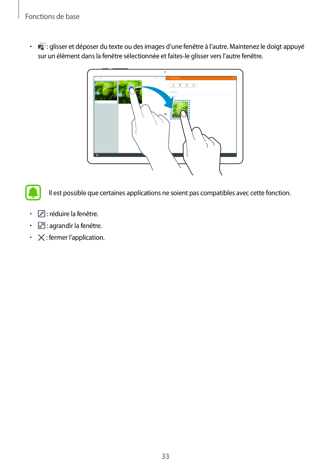 Samsung SM-T670NZKAXEF manual Fonctions de base 