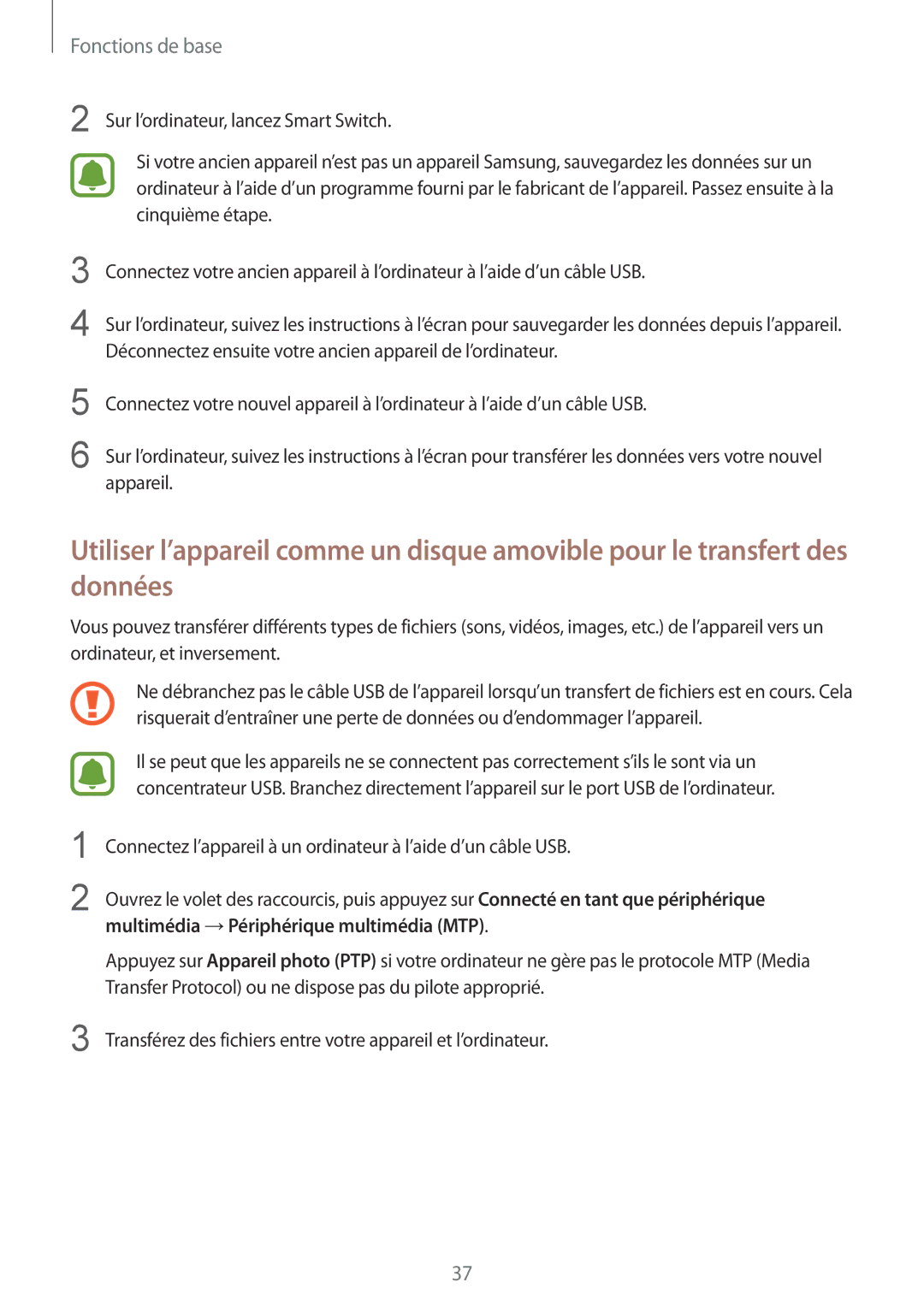 Samsung SM-T670NZKAXEF manual Fonctions de base 