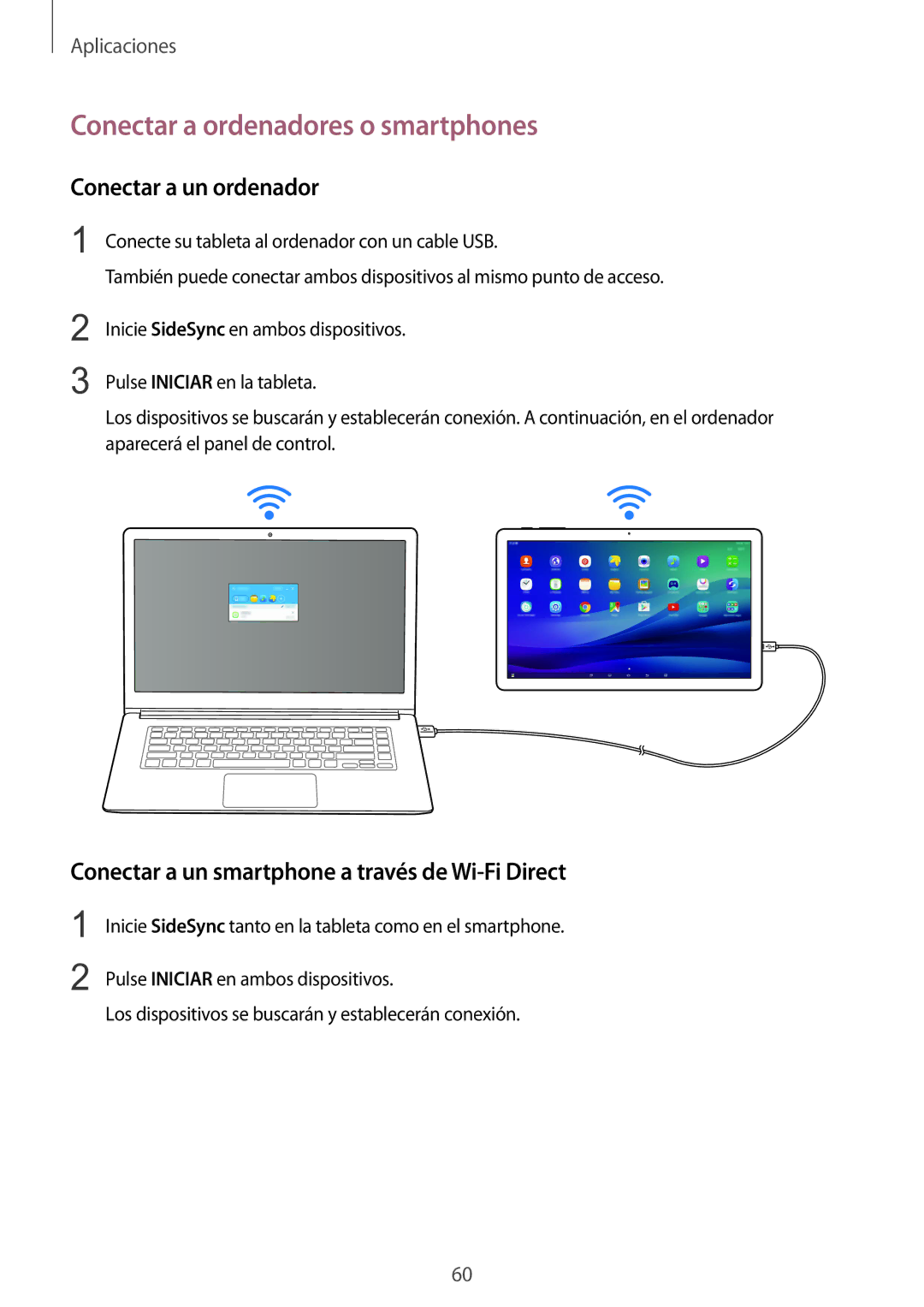 Samsung SM-T670NZWAPHE manual Conectar a ordenadores o smartphones, Conectar a un ordenador 