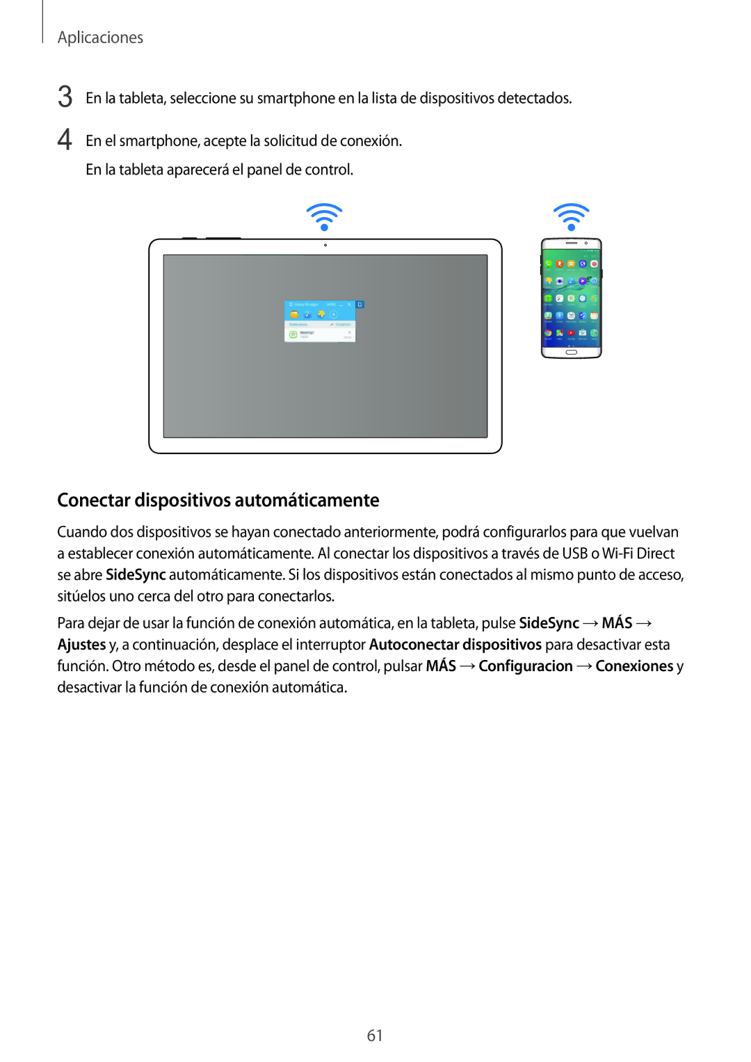 Samsung SM-T670NZWAPHE manual Conectar dispositivos automáticamente 