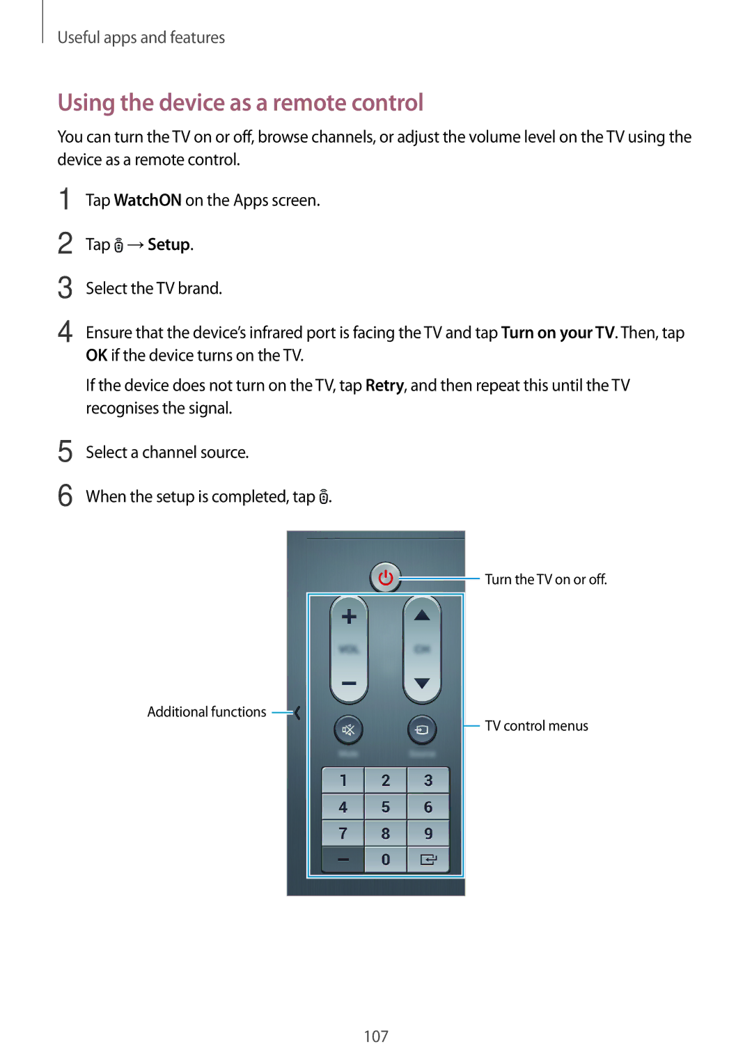 Samsung SM-T700 user manual Using the device as a remote control 