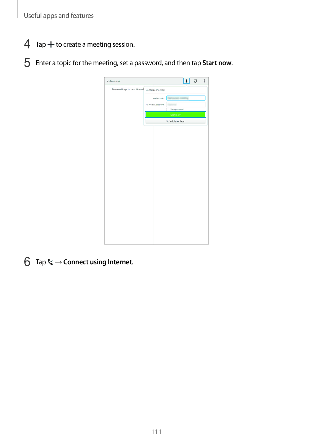 Samsung SM-T700 user manual Tap →Connect using Internet 