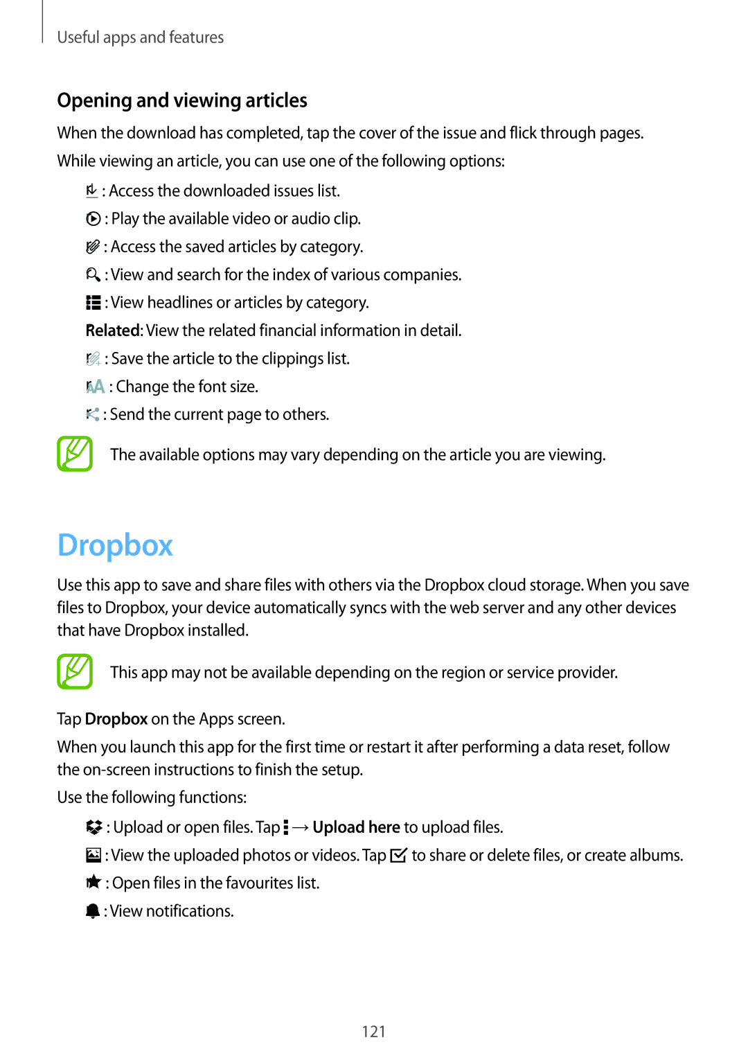 Samsung SM-T700 user manual Open files in the favourites list View notifications 