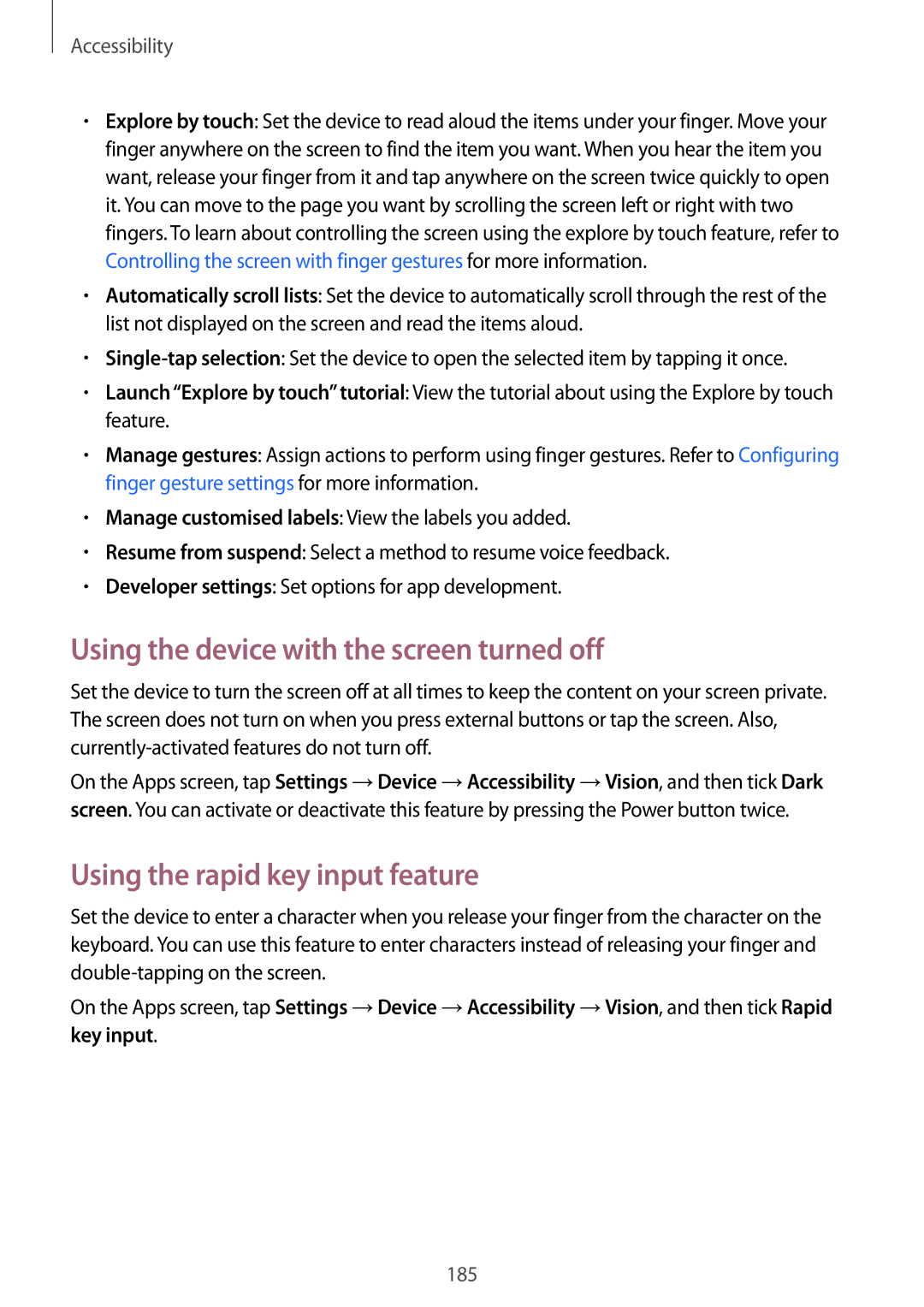 Samsung SM-T700 user manual Using the device with the screen turned off, Using the rapid key input feature 