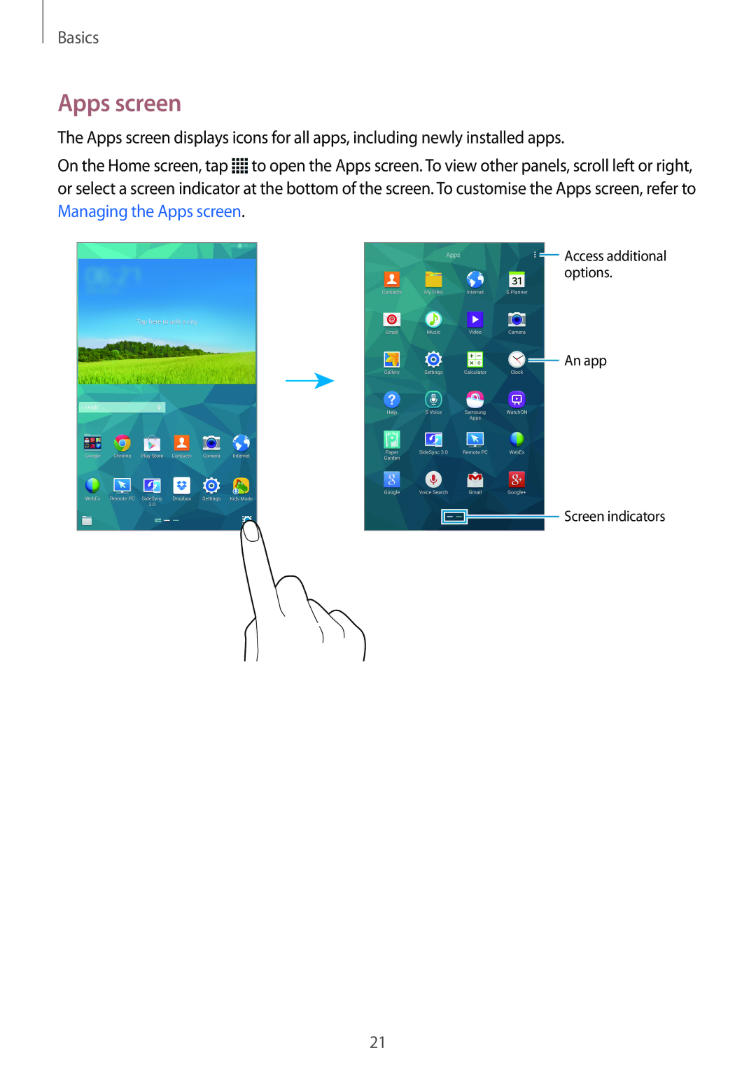 Samsung SM-T700 user manual Apps screen 