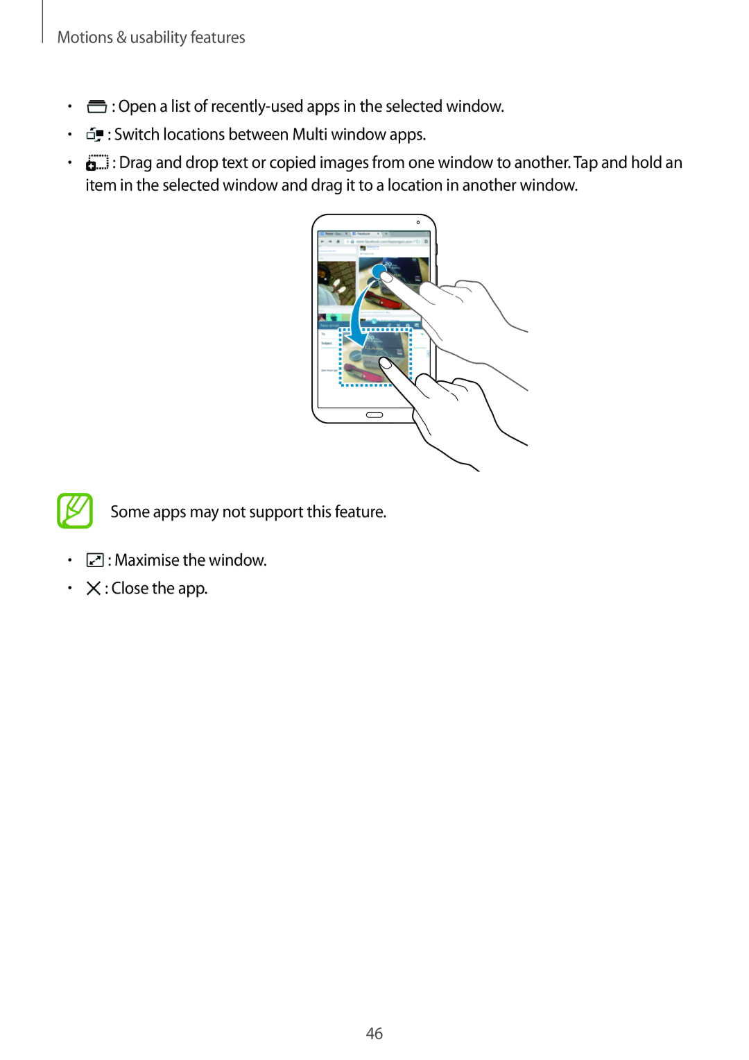 Samsung SM-T700 user manual Motions & usability features 