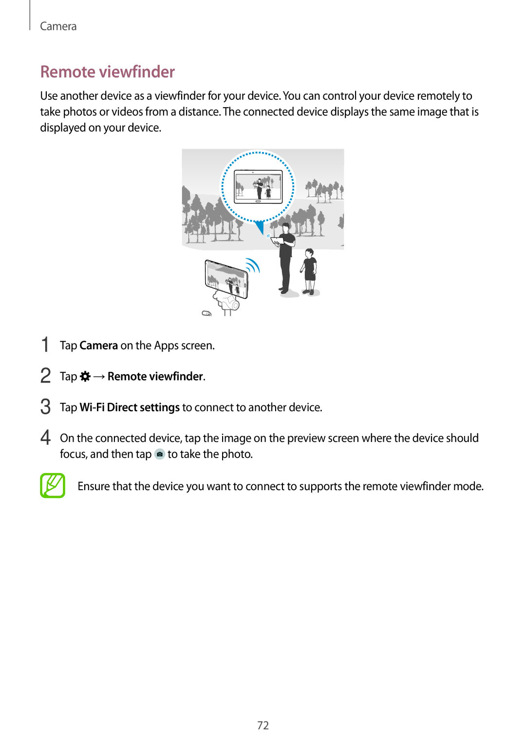 Samsung SM-T700 user manual Tap →Remote viewfinder 