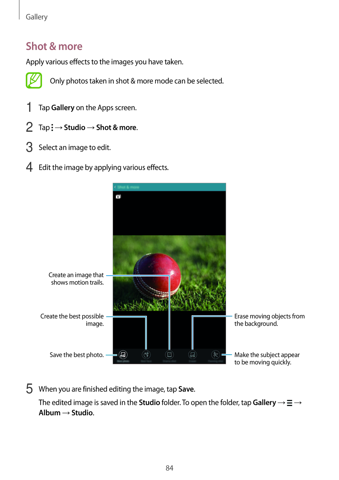 Samsung SM-T700 user manual Shot & more, Edit the image by applying various effects 