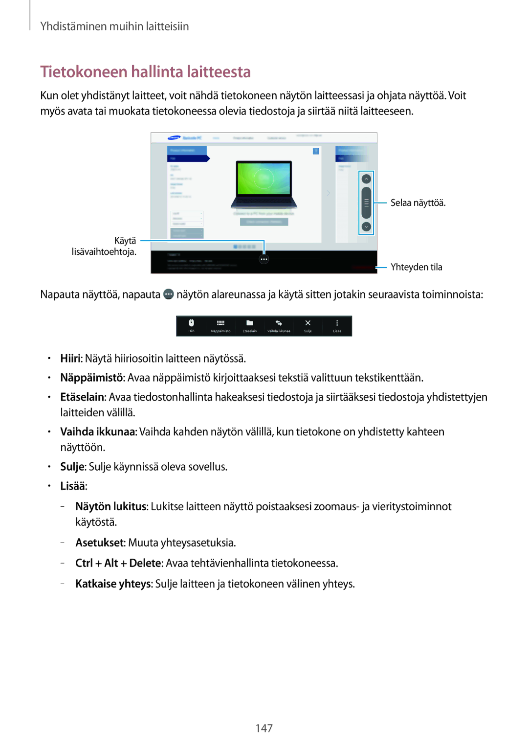 Samsung SM-T700NHAANEE, SM-T700NTSANEE, SM-T700NZWANEE, SM-T700NLSANEE manual Tietokoneen hallinta laitteesta, Lisää 