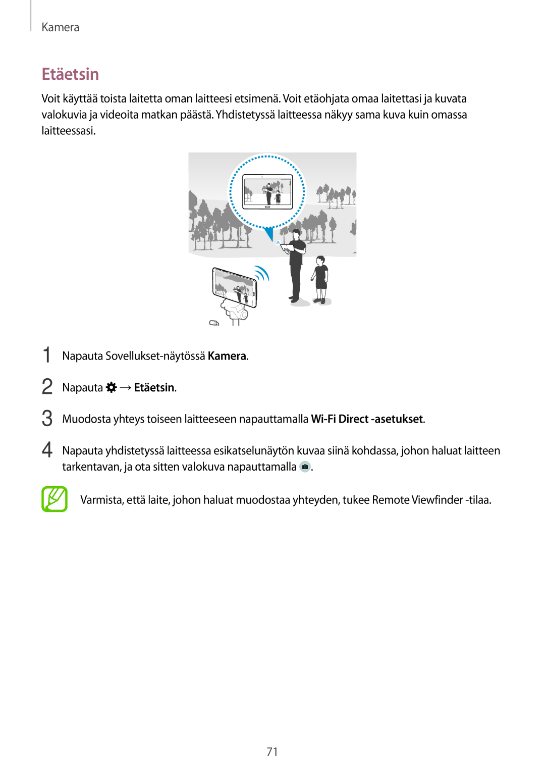 Samsung SM-T700NHAANEE, SM-T700NTSANEE, SM-T700NZWANEE, SM-T700NLSANEE manual Etäetsin 