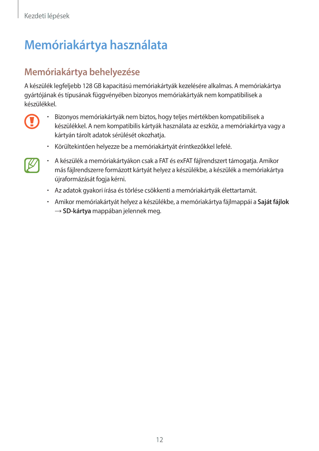 Samsung SM-T700NTSAXEH manual Memóriakártya használata, Memóriakártya behelyezése 