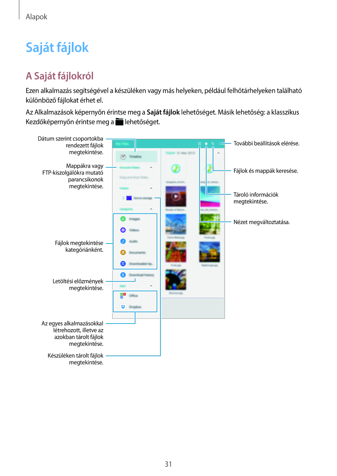 Samsung SM-T700NTSAXEH manual Saját fájlokról 