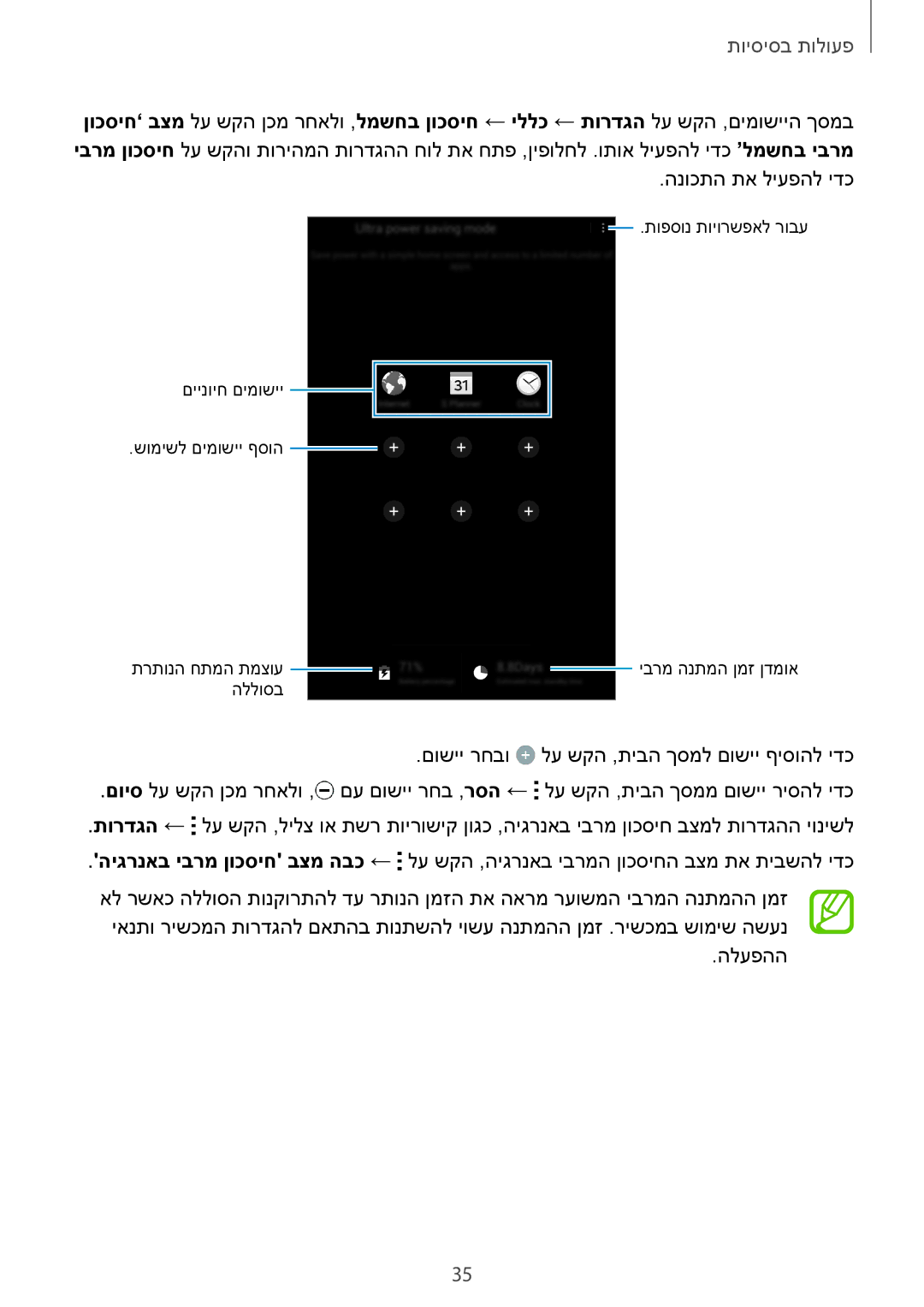 Samsung SM-T700NTSAILO, SM-T700NZWAILO manual פעולות בסיסיות 