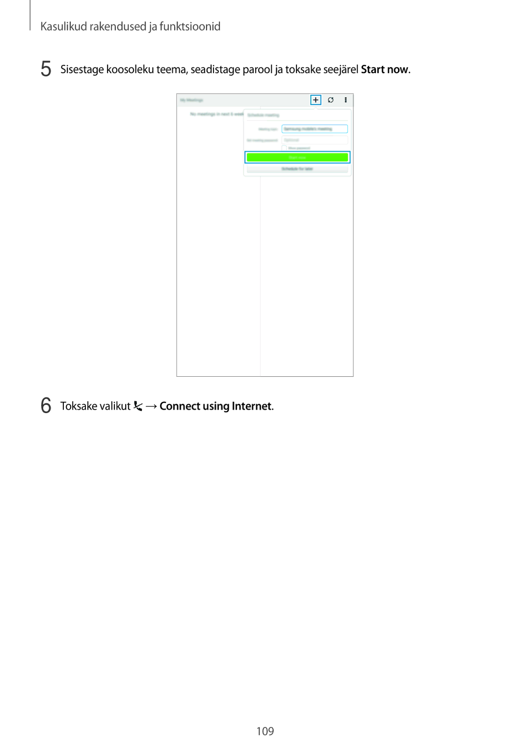 Samsung SM-T700NTSASEB, SM-T700NZWASEB manual Toksake valikut →Connect using Internet 