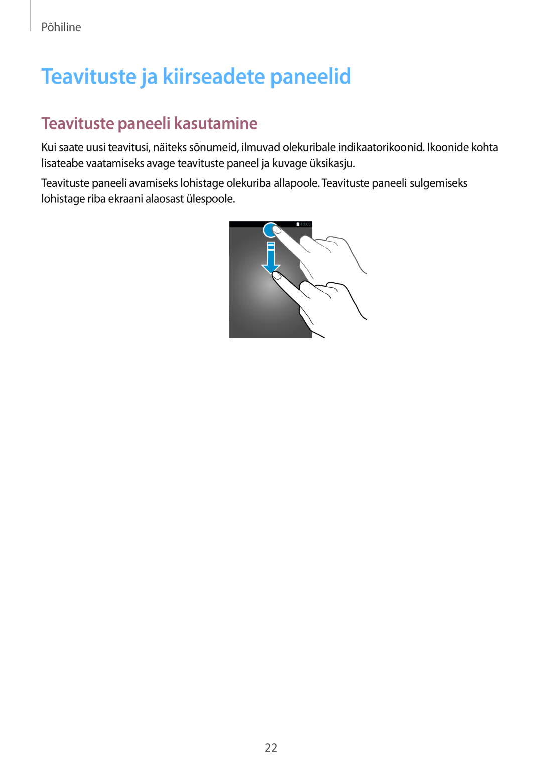 Samsung SM-T700NZWASEB, SM-T700NTSASEB manual Teavituste ja kiirseadete paneelid, Teavituste paneeli kasutamine 