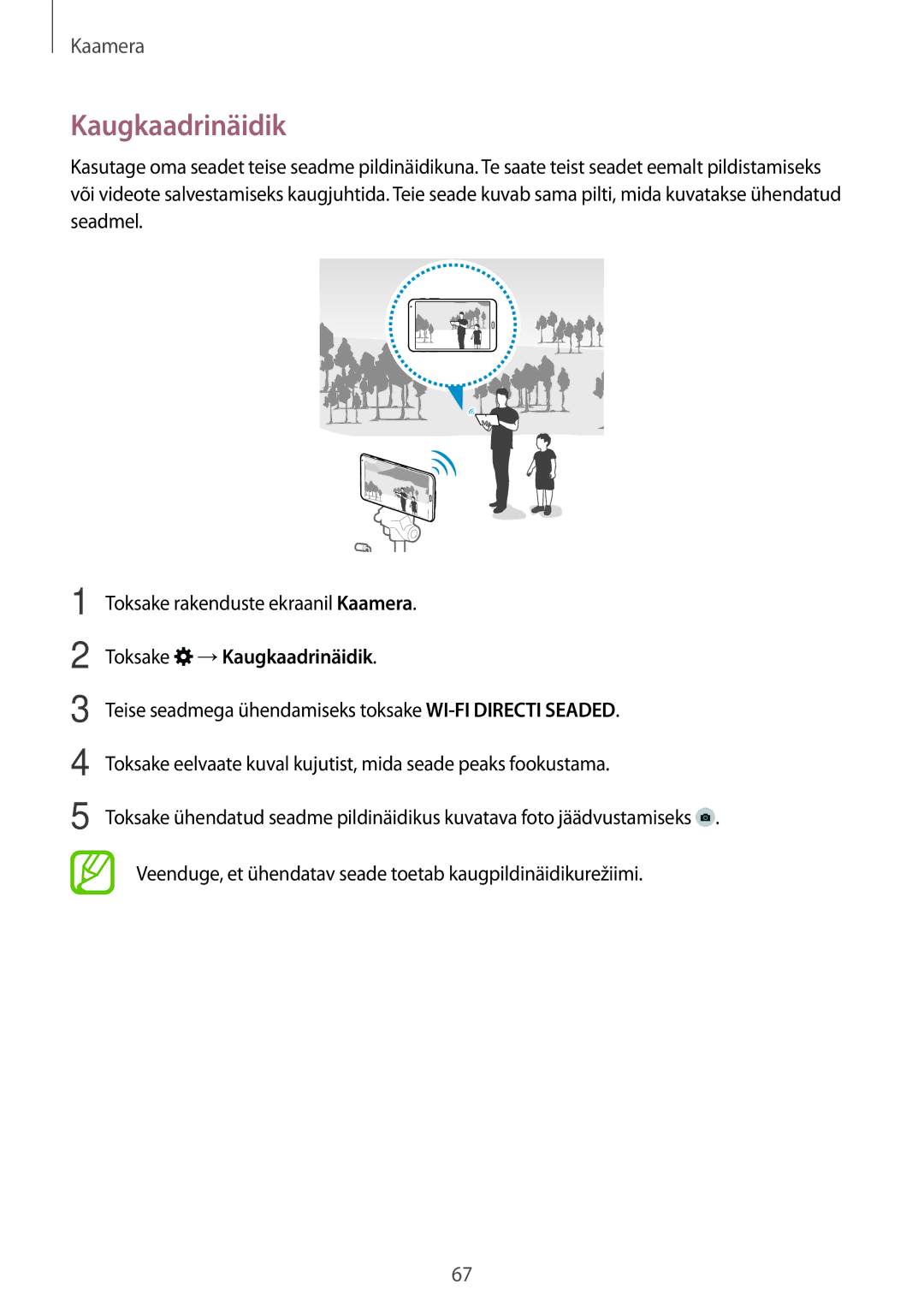 Samsung SM-T700NTSASEB, SM-T700NZWASEB manual Toksake →Kaugkaadrinäidik 