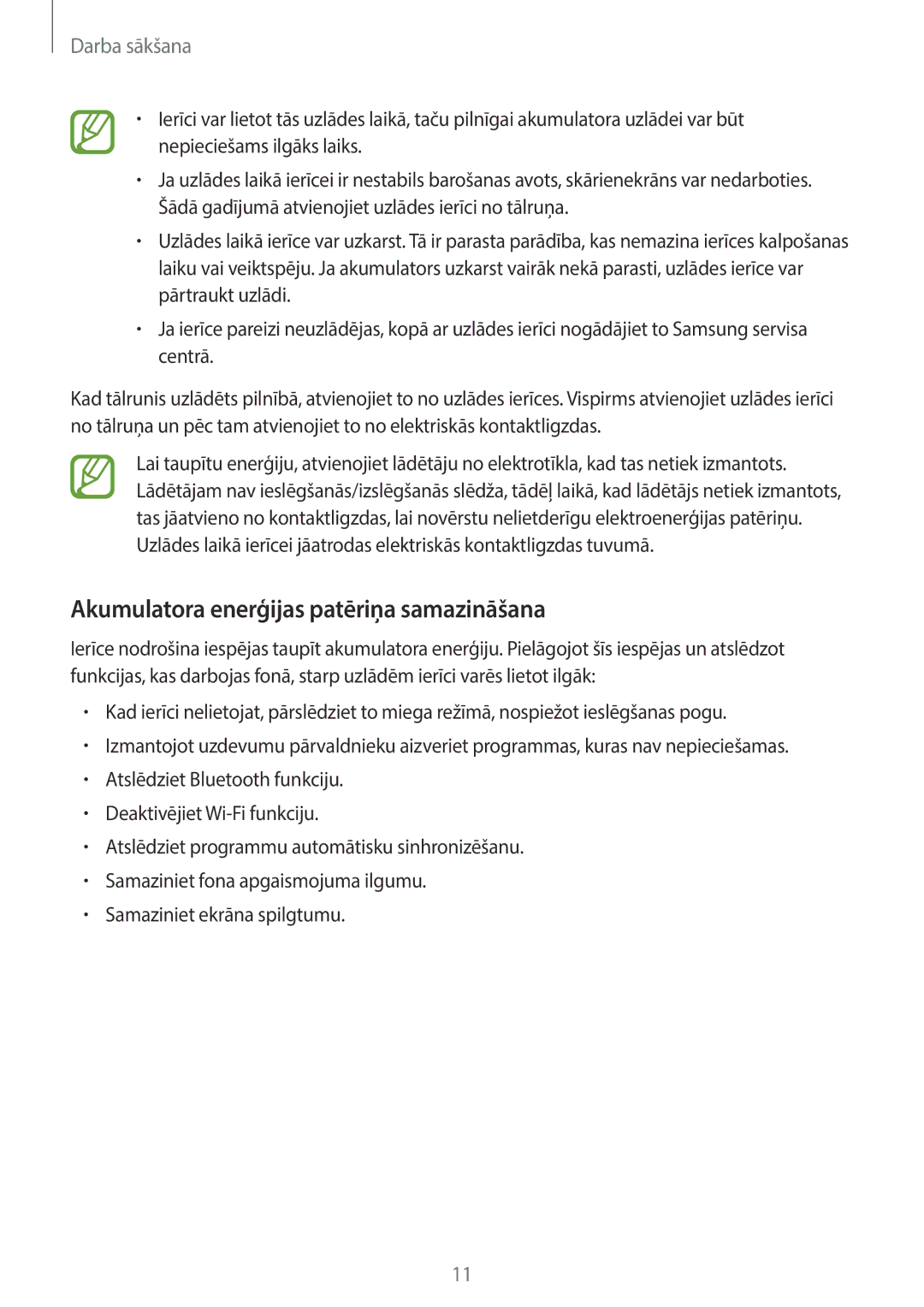 Samsung SM-T700NTSASEB, SM-T700NZWASEB manual Akumulatora enerģijas patēriņa samazināšana 