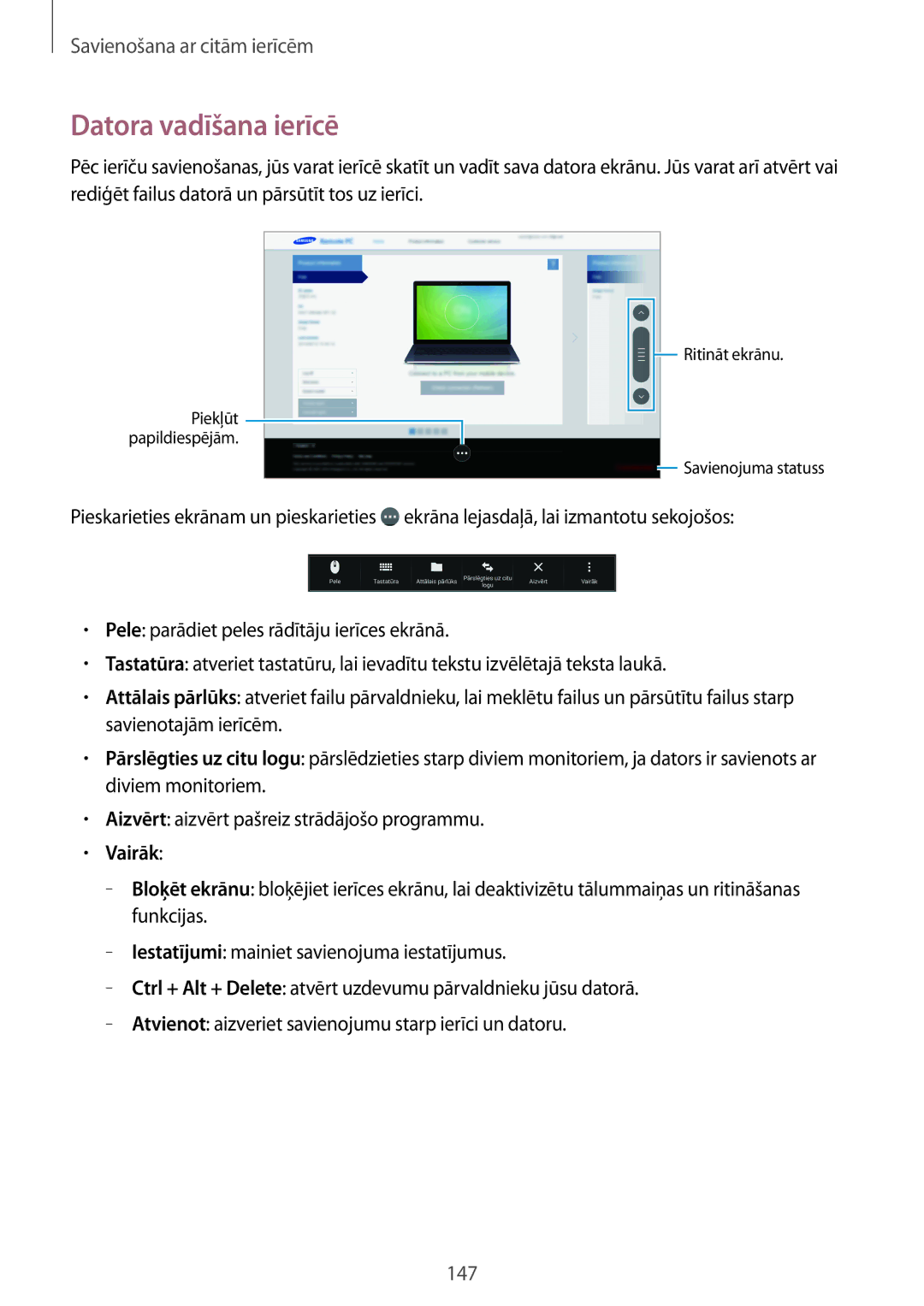 Samsung SM-T700NTSASEB, SM-T700NZWASEB manual Datora vadīšana ierīcē, Vairāk 