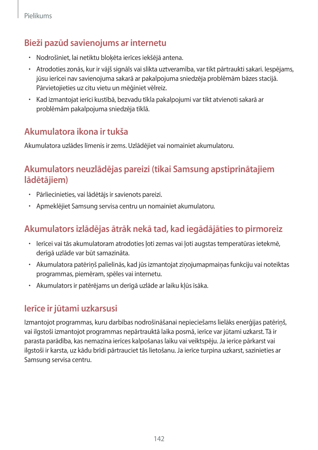 Samsung SM-T800NZWASEB, SM-T700NZWASEB, SM-T800NTSASEB, SM-T700NTSASEB, SM-T800NHAASEB manual Akumulatora ikona ir tukša 