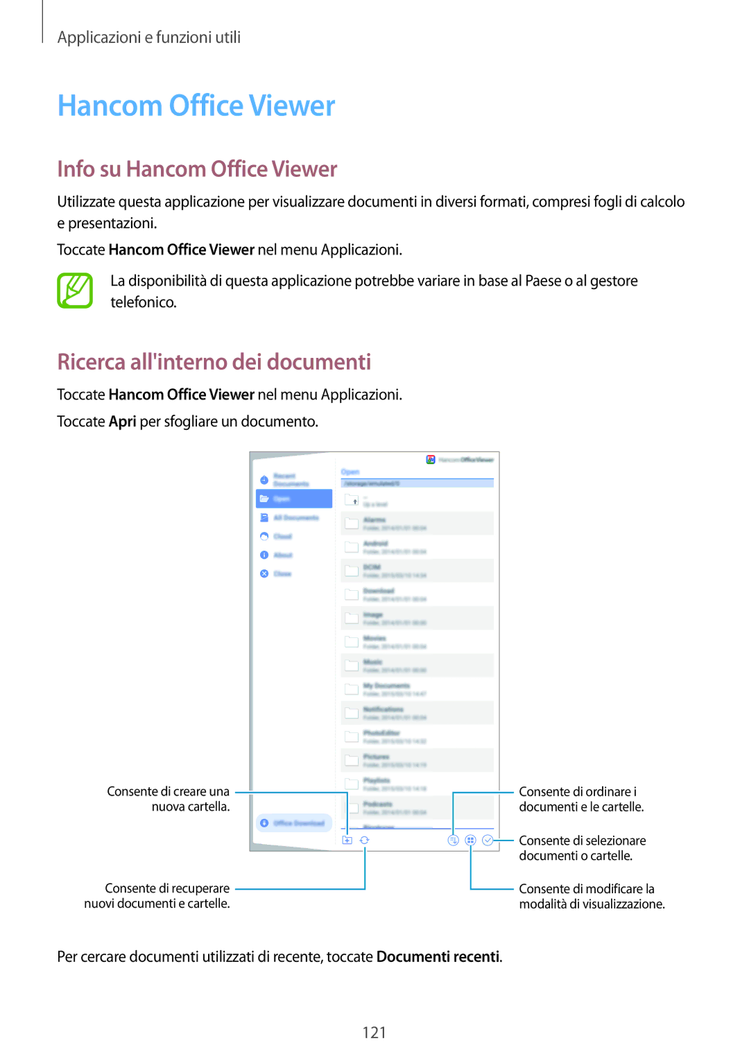 Samsung SM-T700NTSATUR, SM-T700NZWATUR, SM-T700NTSAXEO Info su Hancom Office Viewer, Ricerca allinterno dei documenti 