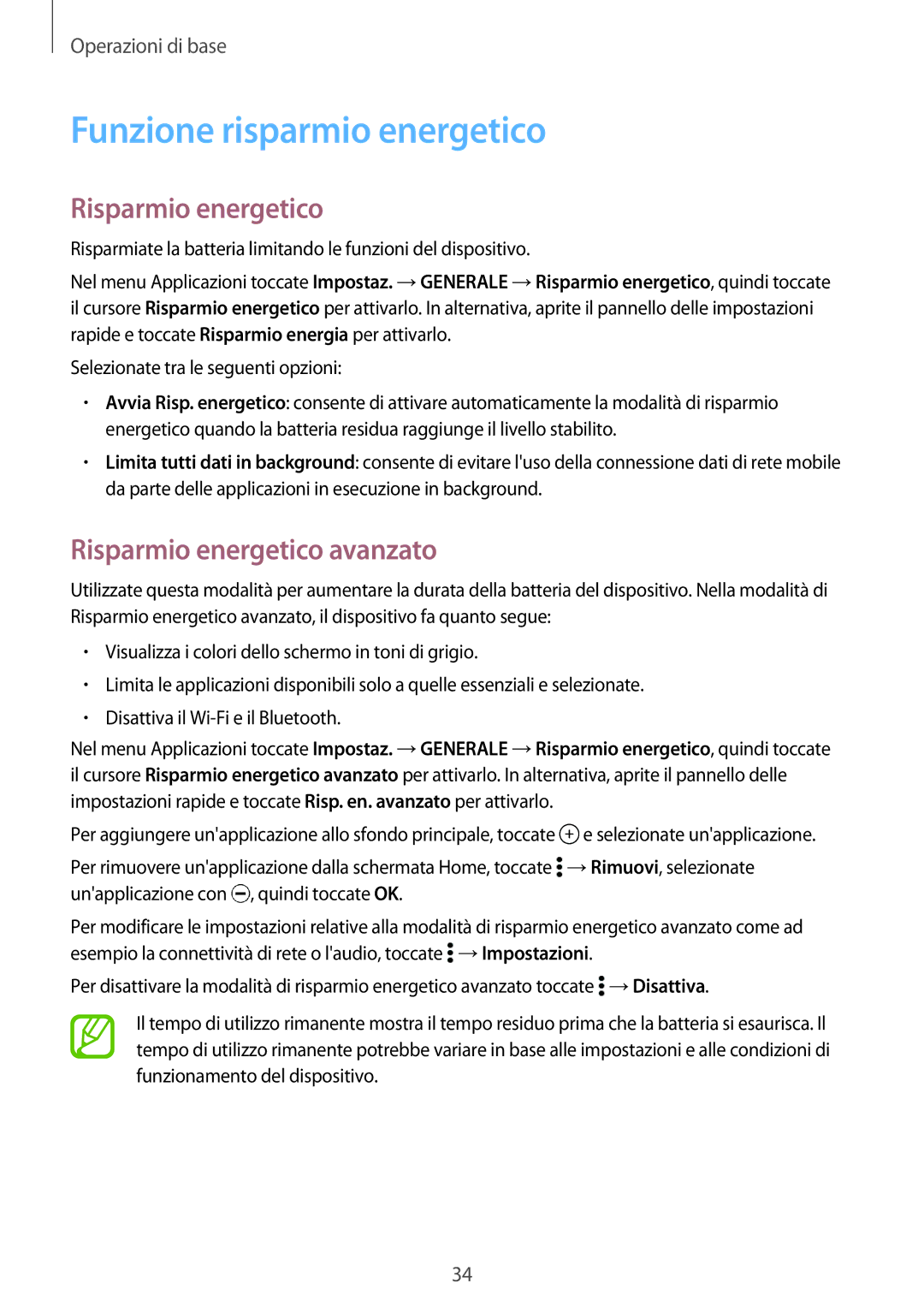 Samsung SM-T700NTSAXEO, SM-T700NZWATUR, SM-T800NZWADBT Funzione risparmio energetico, Risparmio energetico avanzato 