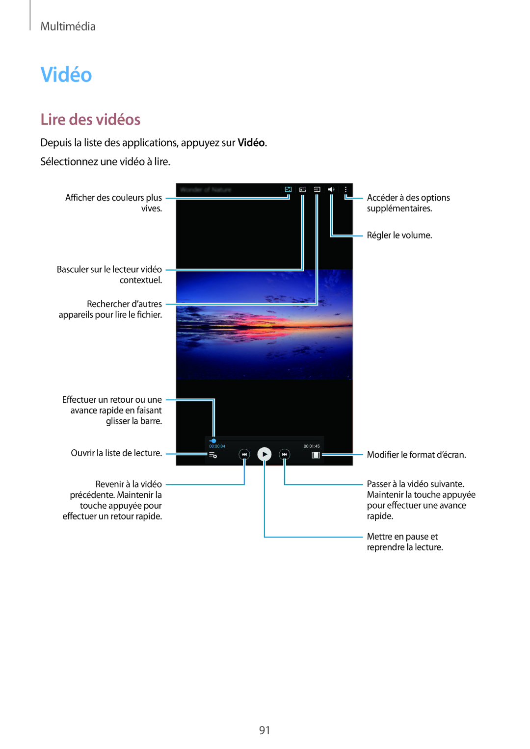 Samsung SM-T700NTSAXEF, SM-T700NZWAXEF, SM-T700NHAAXEF manual Vidéo, Lire des vidéos 