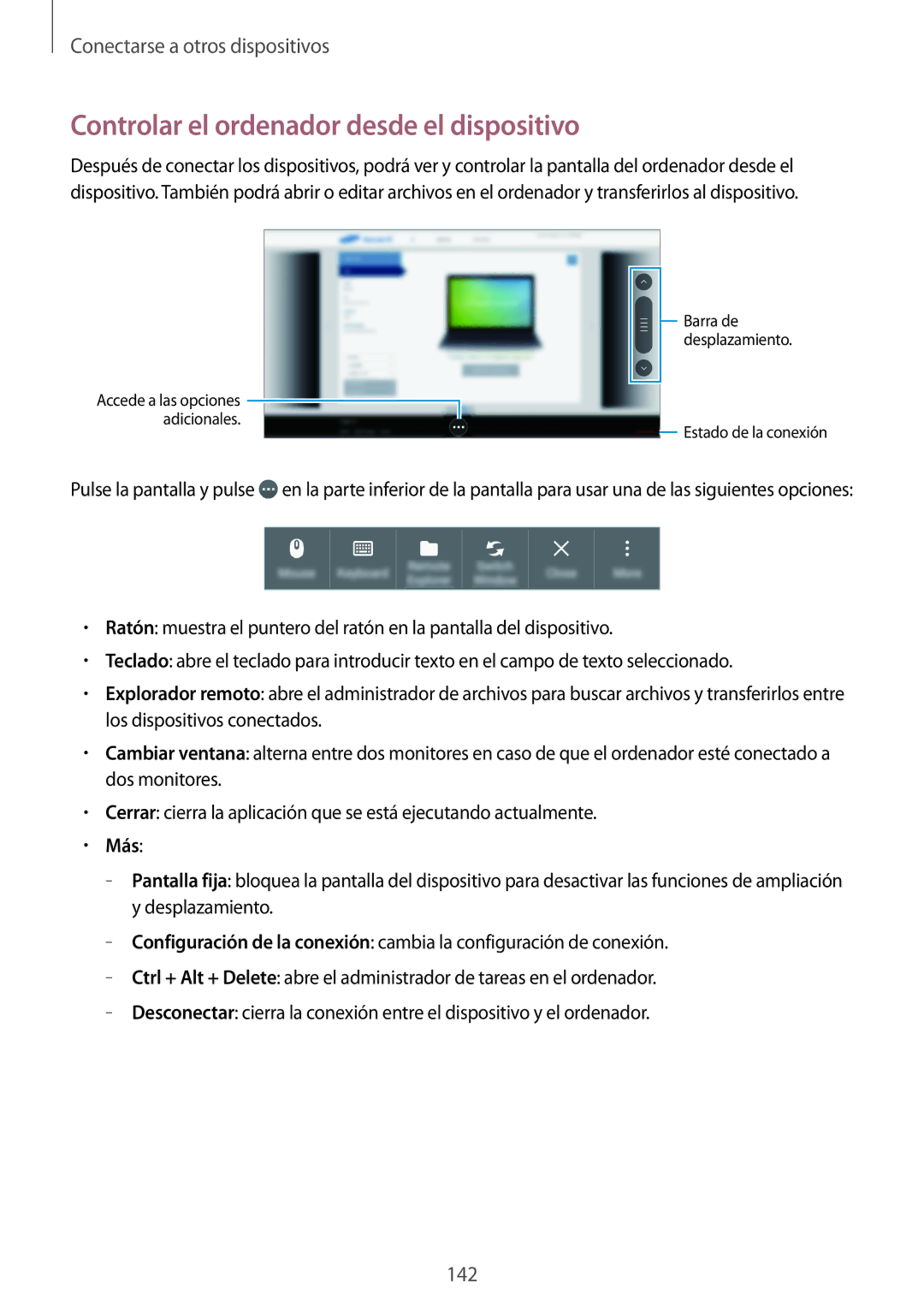 Samsung SM-T700NZWAPHE, SM-T700NZWAXEO, SM-T700NZWADBT, SM-T700NZWATPH manual Controlar el ordenador desde el dispositivo, Más 