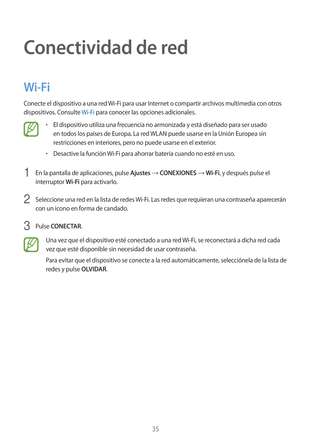 Samsung SM-T700NTSATPH, SM-T700NZWAXEO, SM-T700NZWADBT, SM-T700NZWATPH manual Conectividad de red, Wi-Fi, Pulse Conectar 