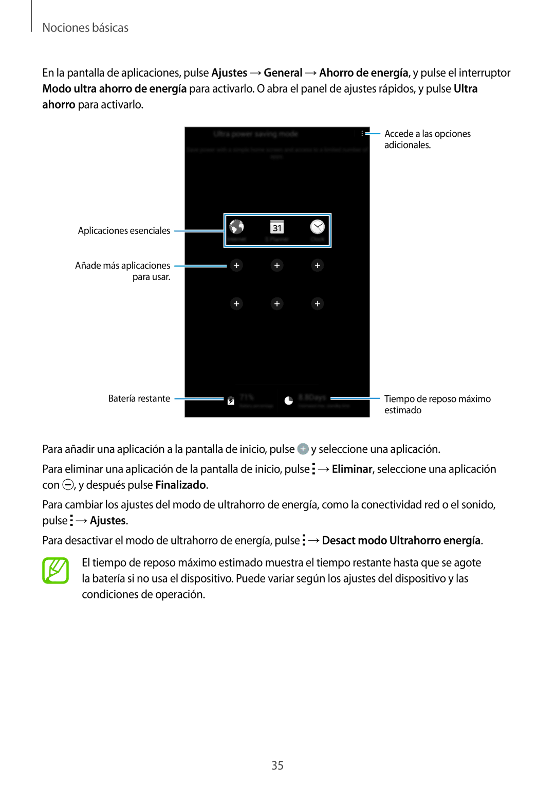 Samsung SM-T700NTSATPH, SM-T700NZWAXEO, SM-T700NZWADBT, SM-T700NZWATPH, SM-T700NTSAPHE manual Accede a las opciones adicionales 