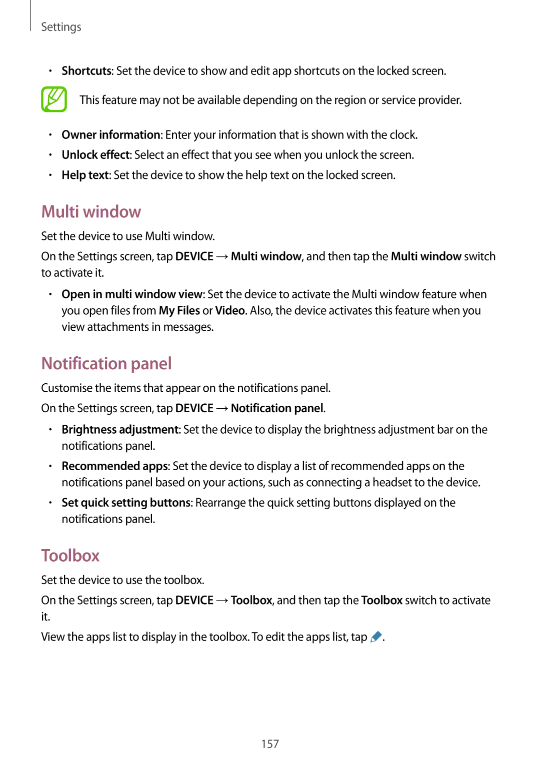 Samsung SM-T700NTSAITV, SM-T700NZWAXEO, SM-T700NZWASEB, SM-T700NZWADBT manual Multi window, Notification panel, Toolbox 