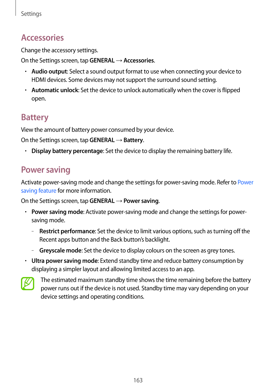 Samsung SM-T700NTSAKSA, SM-T700NZWAXEO, SM-T700NZWASEB, SM-T700NZWADBT, SM-T700NTSADBT Accessories, Battery, Power saving 